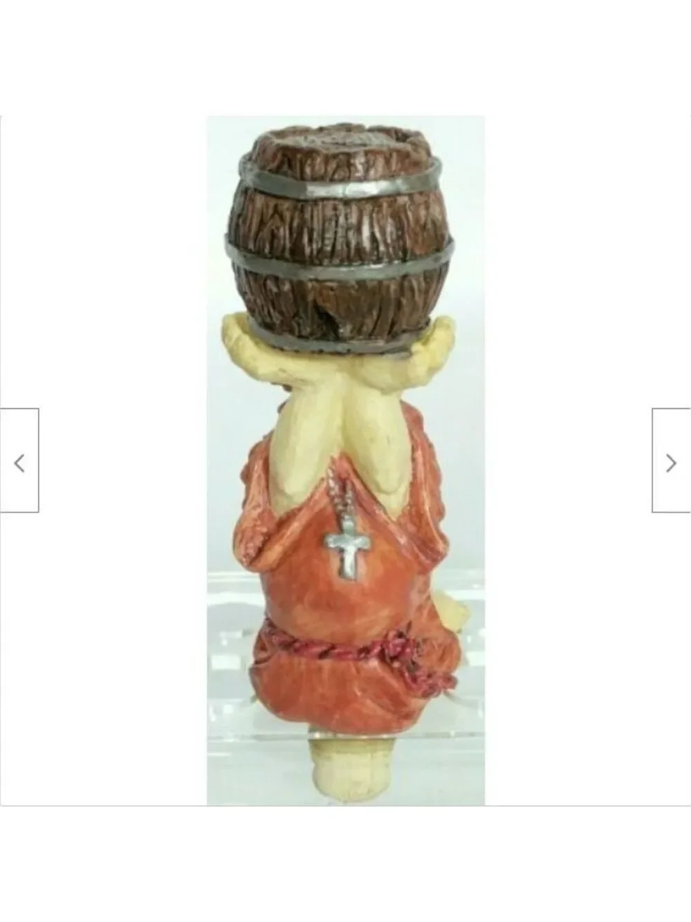 Vintage Monk Drinking From Barrel Wine Stopper